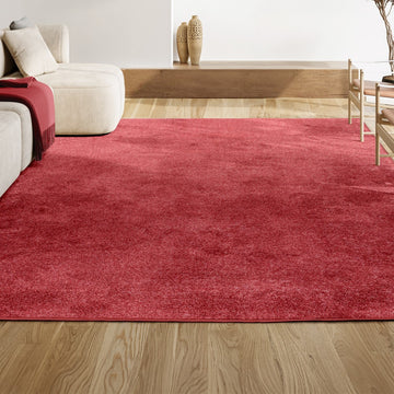 Haze Solid Low-pile Area Rug Red